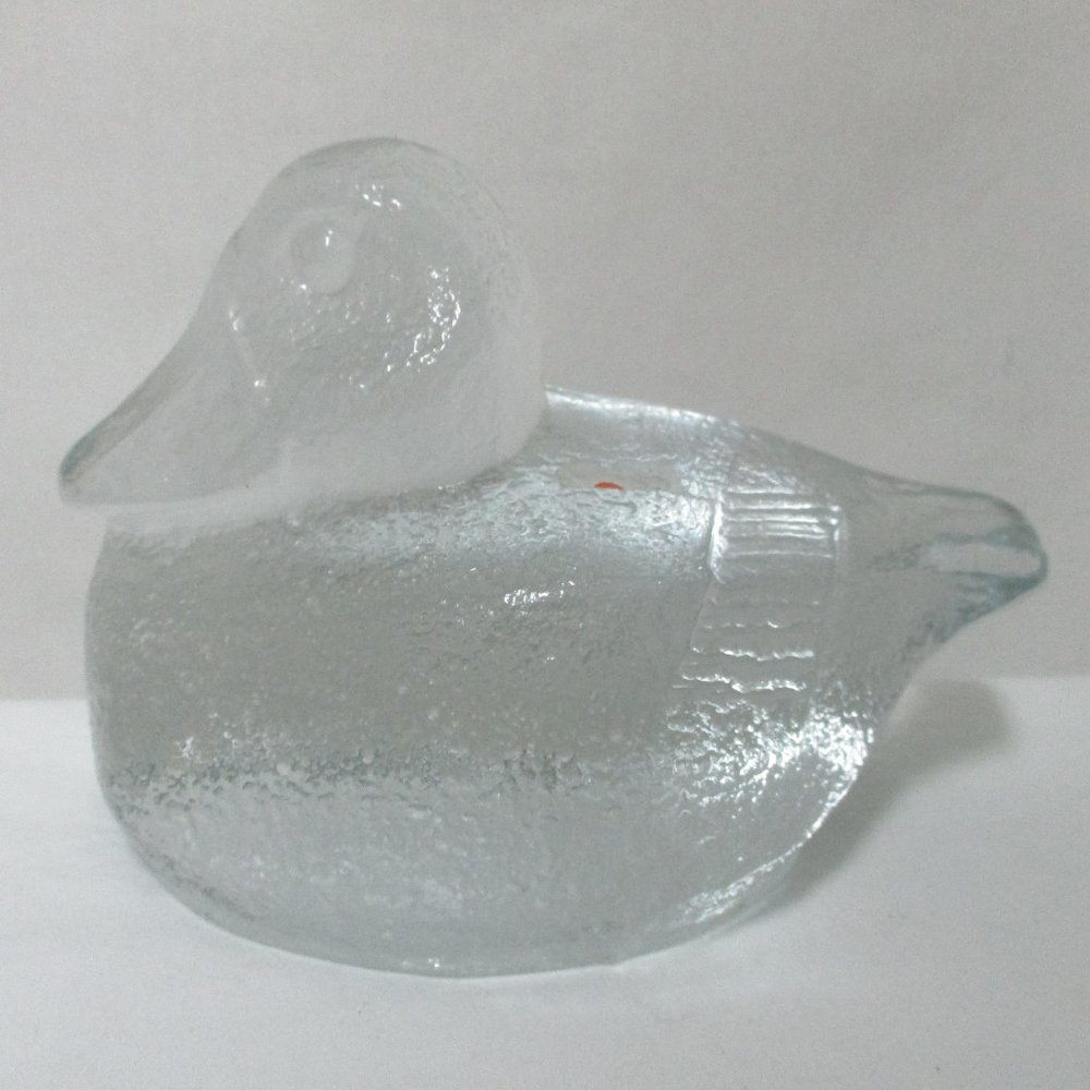 Blenko Vintage Crystal Duck Bookend Art Glass